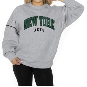 New York Jets Size L Gameday Couture Women RhinestoneOversized Fleece Sweatshirt